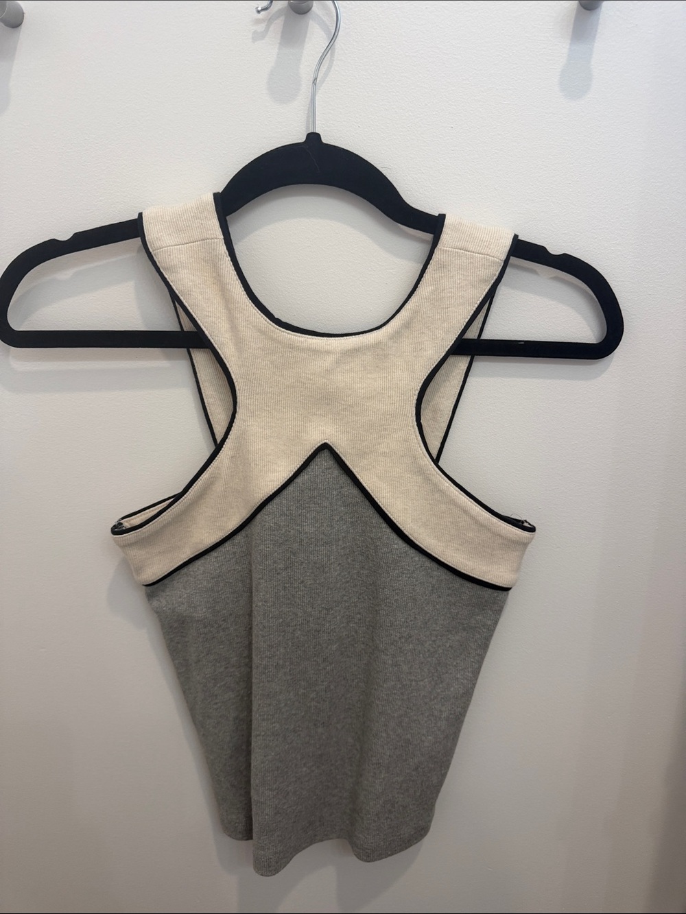 Maeve Two-Tone Cream and Gray Racerback Tank